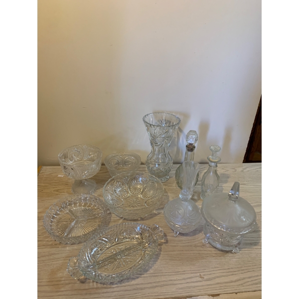 Boho Crystal Clear Pressed and Cut Glass Tableware Pieces