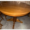 Image 3 : 7 Piece Oak Colonial Style Round Wooden Dining Table - 4 Chairs 2 Leaves 1 Table