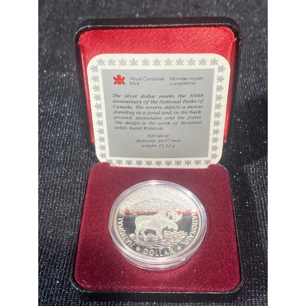 100th Anniversary of the National Parks of Canada Commemorative Dollar 50% Silver 23.33 Grams