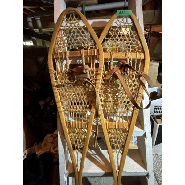 Pair of 12 x 42 authentic rawhide and Birch snow shoes in great condition