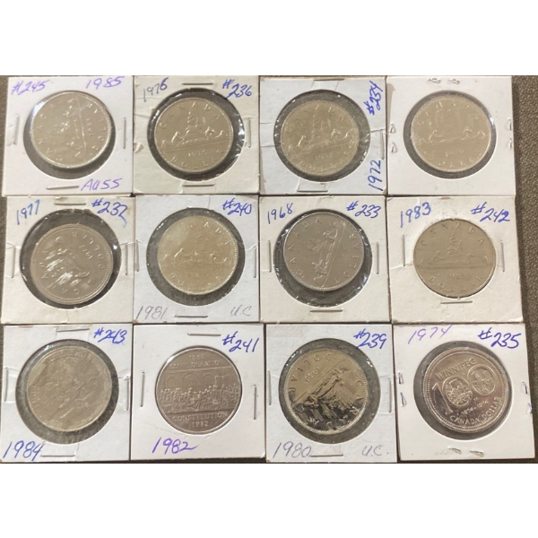 Collection of Canadian One Dollar Coins 