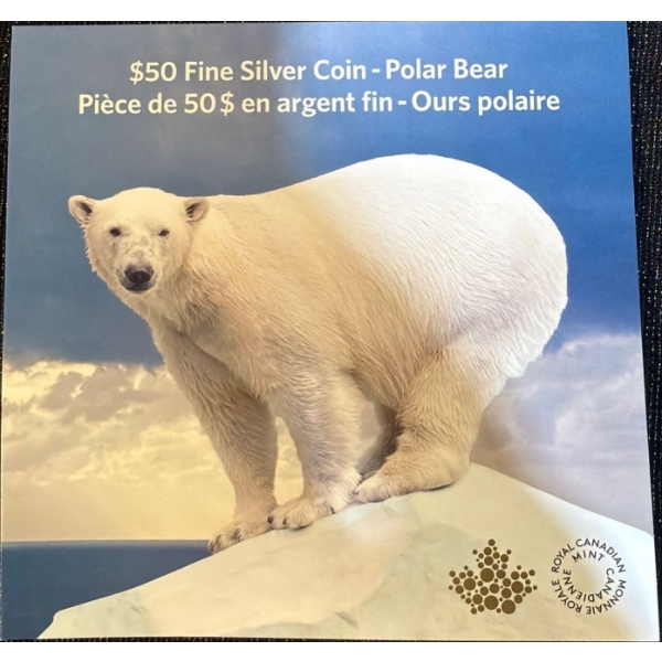 2014 $50 Polar Bear Fine Silver Coin 15.87 Grams