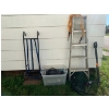 Image 1 : Misc Tool lot, tow rope, ladder, booster cables and dolly
