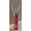 Image 3 : Cranberry Blown Glass Basket (7.5W, 7T) w/ Lovely Pink Tray & Decorative Glass Figure
