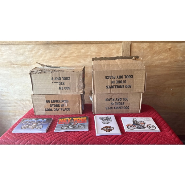 4 Boxes Of Harley Davidson Postcards and Envelopes 