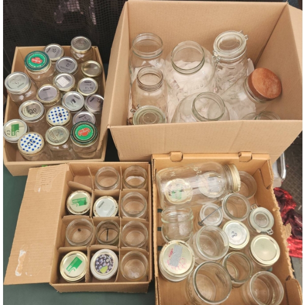 Glass Canning and Storage Jars With Mixed Lids