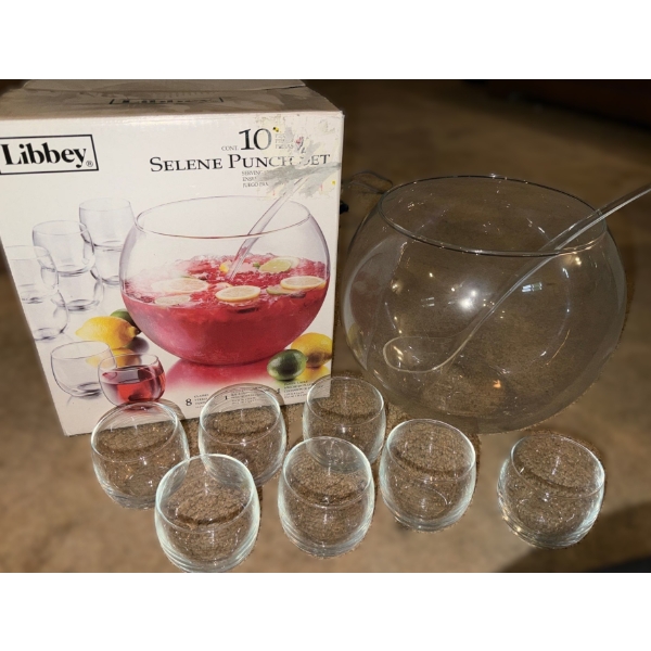 Libbey Glass Punch Bowl Set w/ Cups 
