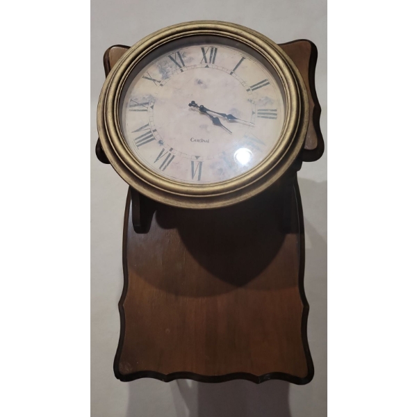 Vintage Two-Tiered Telephone Table w/Kitchen Clock  12"x18"x 21"tall
