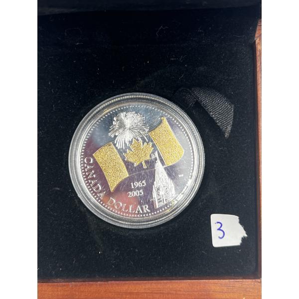 2005 Canada National Flag Gold Plated Proof Silver Dollar