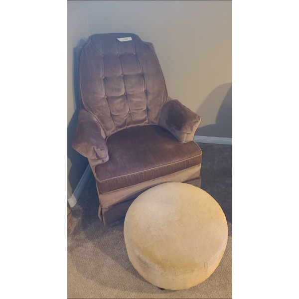 Dusty Rose Velour Rocker Chair 31 w 39 h, Footstool Included