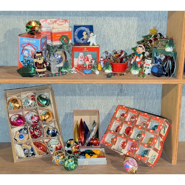 Antique Seasonal Accessories - Stained Glass Mistletoe Cherubs Balls & More