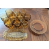 Image 2 : Amber Glass Collection Including Plates, Glasses, and Serving Dish