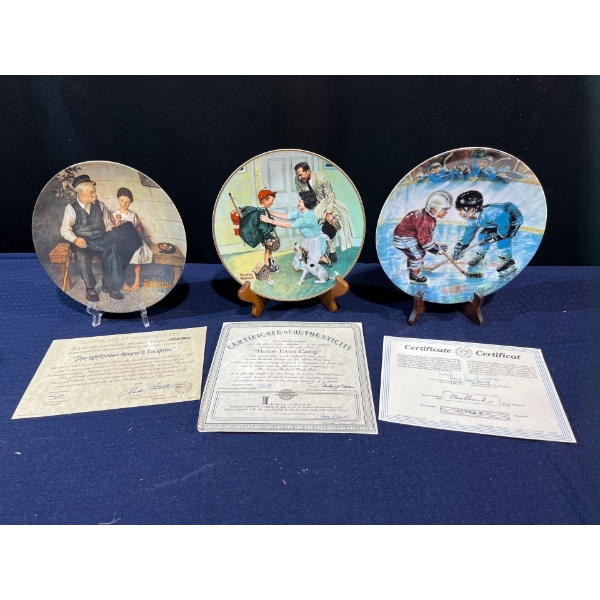 Set of Three Collectors Plates with original boxes and COA