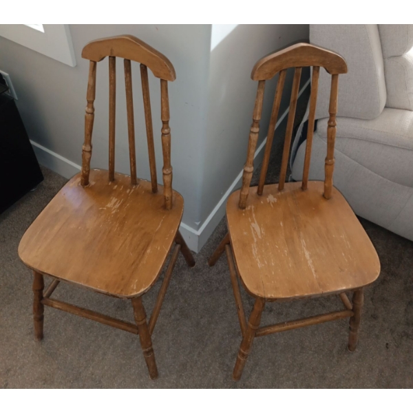 Two Vintage Style Dining Chairs   15" x 14" x 33" tall