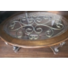 Image 1 : Wooden Coffee Table w/ Bevelled Glass Top and Scroll Design 48 W, 34 D, 21 T 