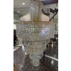 Image 3 : Extra Large Luxury Bell Shaped Ornate Crystal Chandelier w/Gold-toned Frame- Cascading Prisms