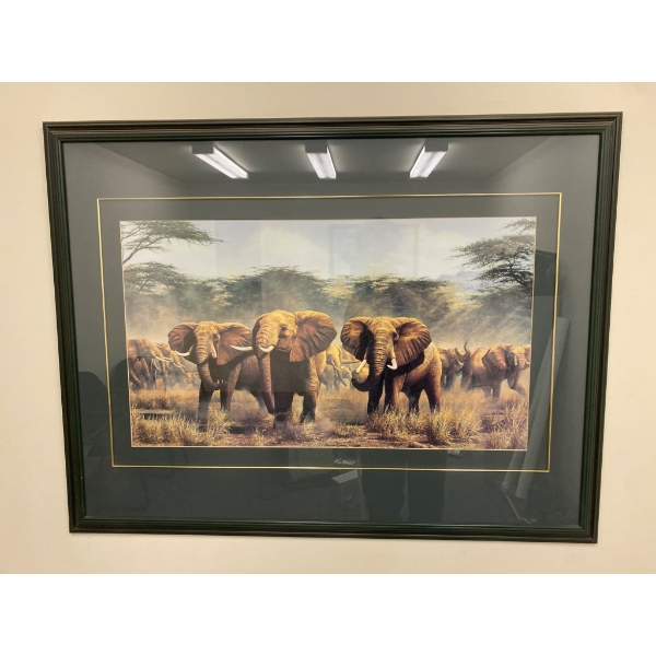 Framed Print of Elephants in a Savanna Setting