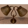 Image 2 : Vintage Brass Double Armed Gooseneck Style Table Lamp W/Textured Shades