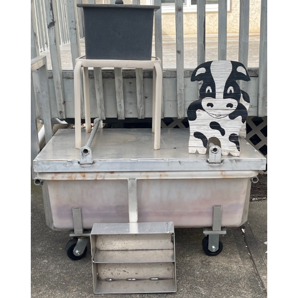 Outdoor Items Lot Featuring Storage Bin, Planter, and Decor