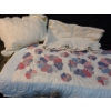 Image 1 : Quilt and Matelasse Style Cover w/ Pillowcases- Some Staining as Shown
