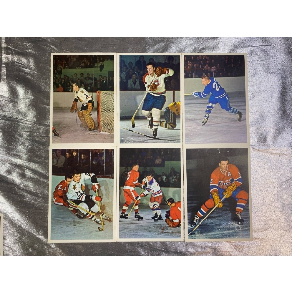 Six 1960s Ice Hockey Action Postcards Featuring Players in-game