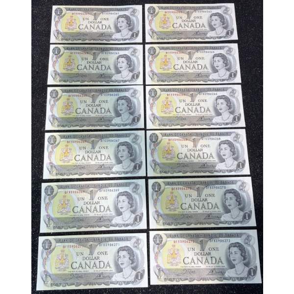 Canadian $1 Bills Consecutive Serial Numbers