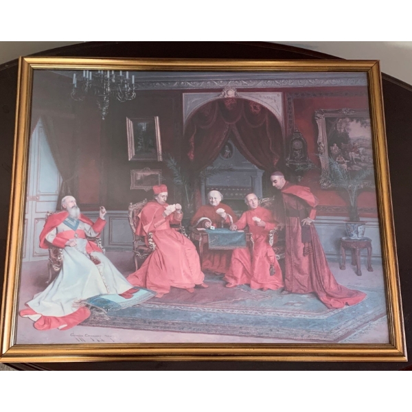 Monk Print Bronze Frame 26x25 Artist Unknown
