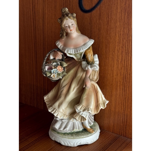 Lefton Fine China Victorian Lady w/ Floral Basket & Suggestive Ensemble 8T