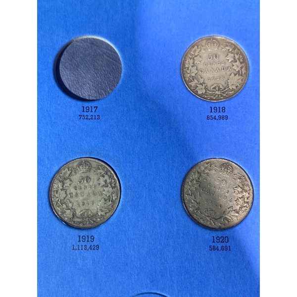Canadian Half Dollar Collection Album (1911-1936) with Coins