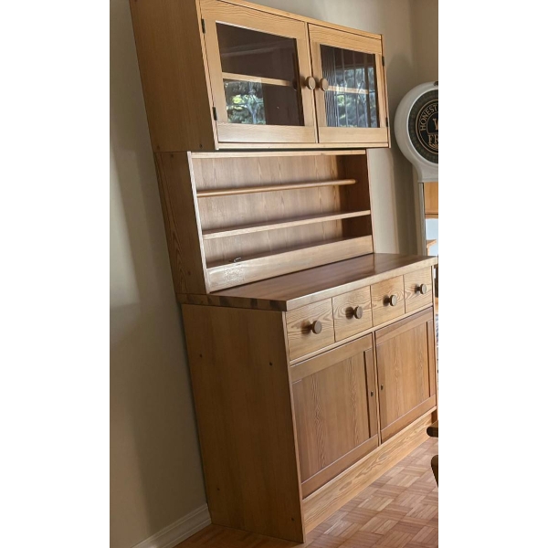 3 Piece Solid Pine Detachable Buffet with Multiple Storage Sections - Measurements in Descrip.