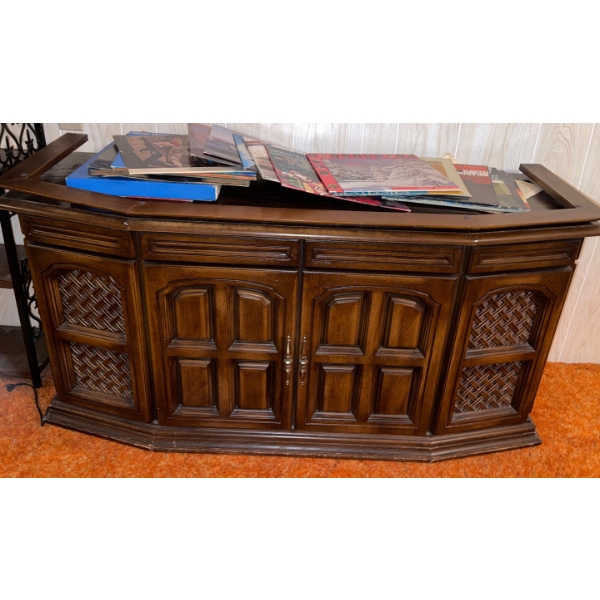 Sears Electronics Antique Hide & Seek Record Player in Wood Casing  58"w x 26"d x 34" tall