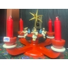 Image 3 : Vintage Holiday Hand Carved Candlebra w/ Stained Glass Candle Holder & More