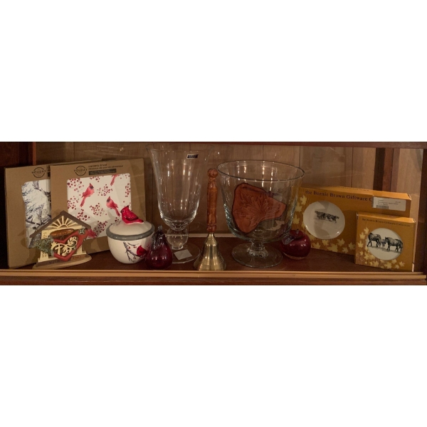 Decor Collection - Large Crystal Goblets Bird Trivets Hand Blown Faux Fruits & More