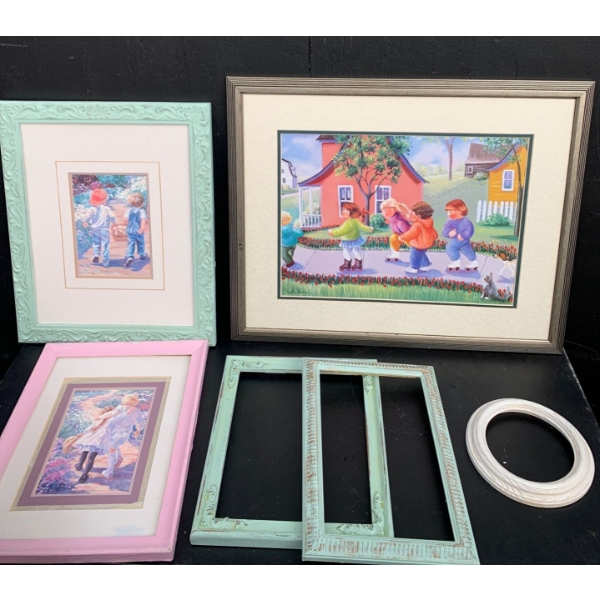 Corinne Hartley Children Prints (13x16) w/ Ginette Laplante Children Print (21x18) & Various Frames 