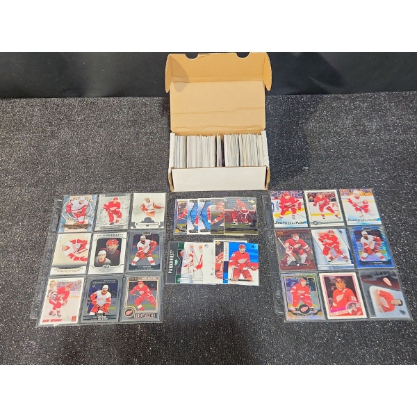 1 Box Of Detroit Red Wings 1970's-2026 Era Hockey Cards With 2 Sleeves	