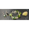 Image 7 : Stamped .925 Green Amber Bracelet and Earrings with Yellow Jasper Ring