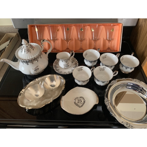Royal Albert 25th Anniversary Bone China with WMF-Ikora and Dema Wine Glasses