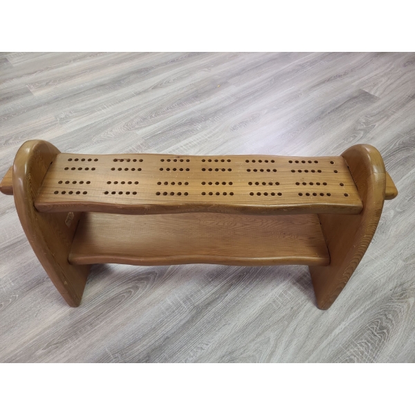 Wooden bench with boot shelf 