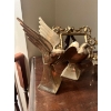 Image 2 : Collection of brass candle holders book end bird sculptures, and a brass picture frame