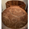 Image 3 : Solid Wood Hexagon Folding Table Hardwood Carved Six Sided Occasional or Side Table
