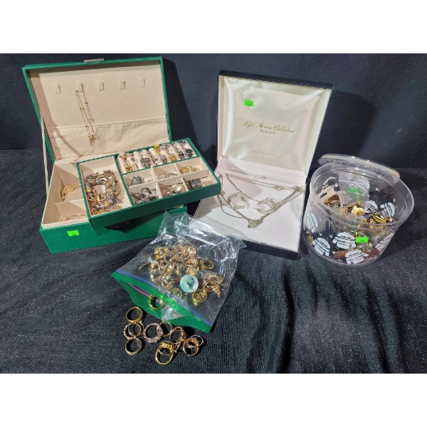 Costume Jewelry and Pins with Storage Boxes