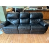 Image 1 : Soft Black Leather Reclining Couch In Great Condition 77"Long Depth 32" H 37" 