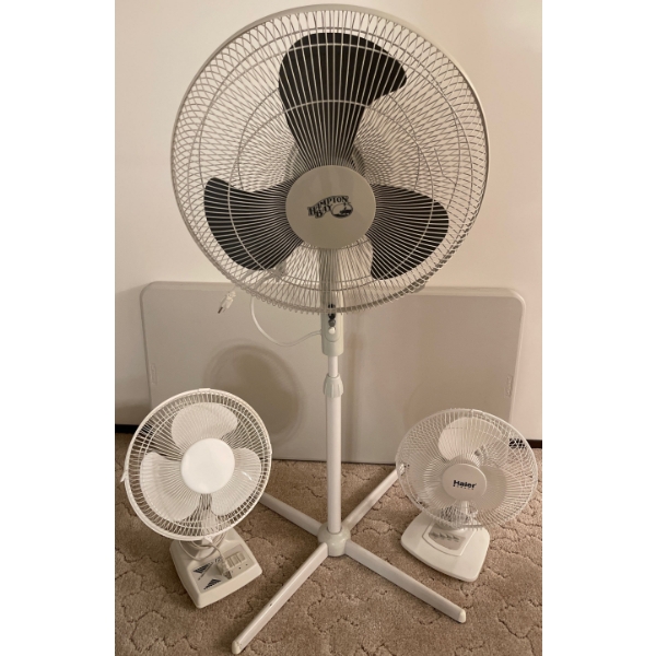 Fan Fair Assorted Sizes 4ft Oscillating w/ 2 Table Top Multi Speed Fans