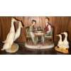 Image 1 : Vintage Bisque Porcelain Figurines 4T - Geese w/ Couple Dining