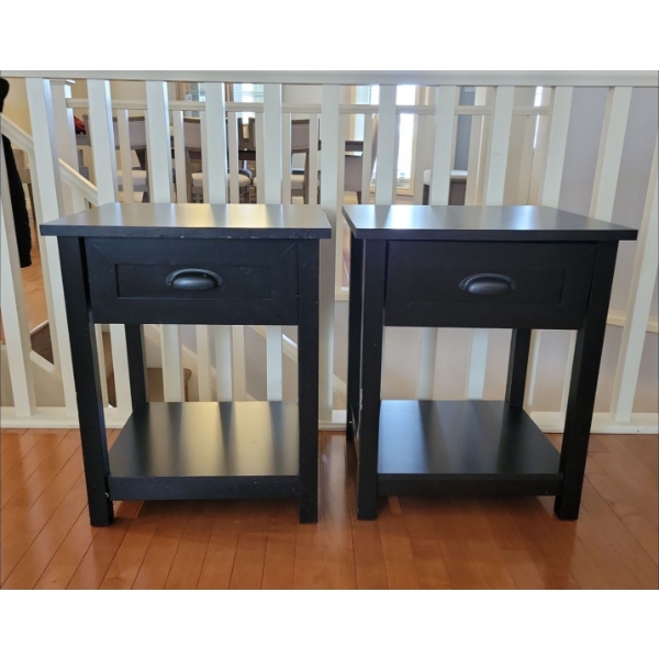 2 Piece Cherry Oak End Tables w/ Drawer - 20x20x24 - Stickley Furniture FINESSE