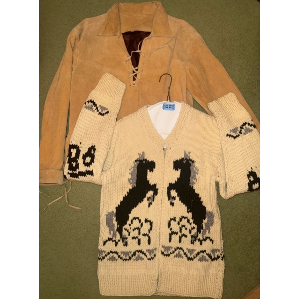 New Wool Knit Bomber Mens Large w/ Hyde Lace Up Shirt Size Unknown