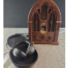 Image 1 : Cathedral Style AM/FM Radio with Raycon Over-Ear Headphones in Carrying Case