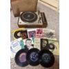 Image 1 : Phillips 808 Stereo Record Player (45s Player) w/ Assorted 45 Records