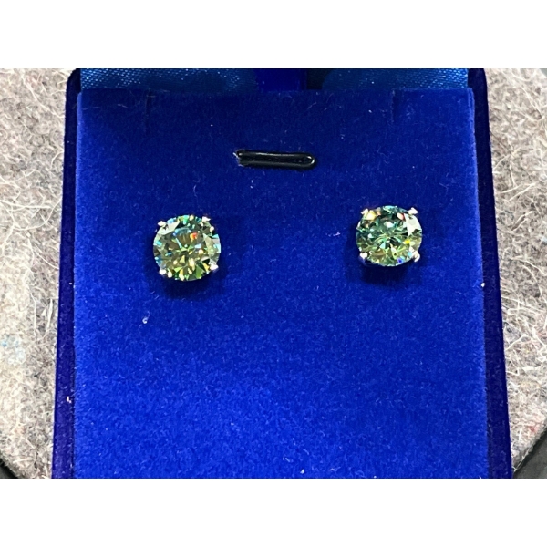 6ct TW GRA Certified Round Brilliant Cut Moissanite set in Sterling Silver V Shaped Earrings