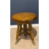 Image 1 : Heavy Solid Wood Stool w/ Brass Clawed Feet - 17T 